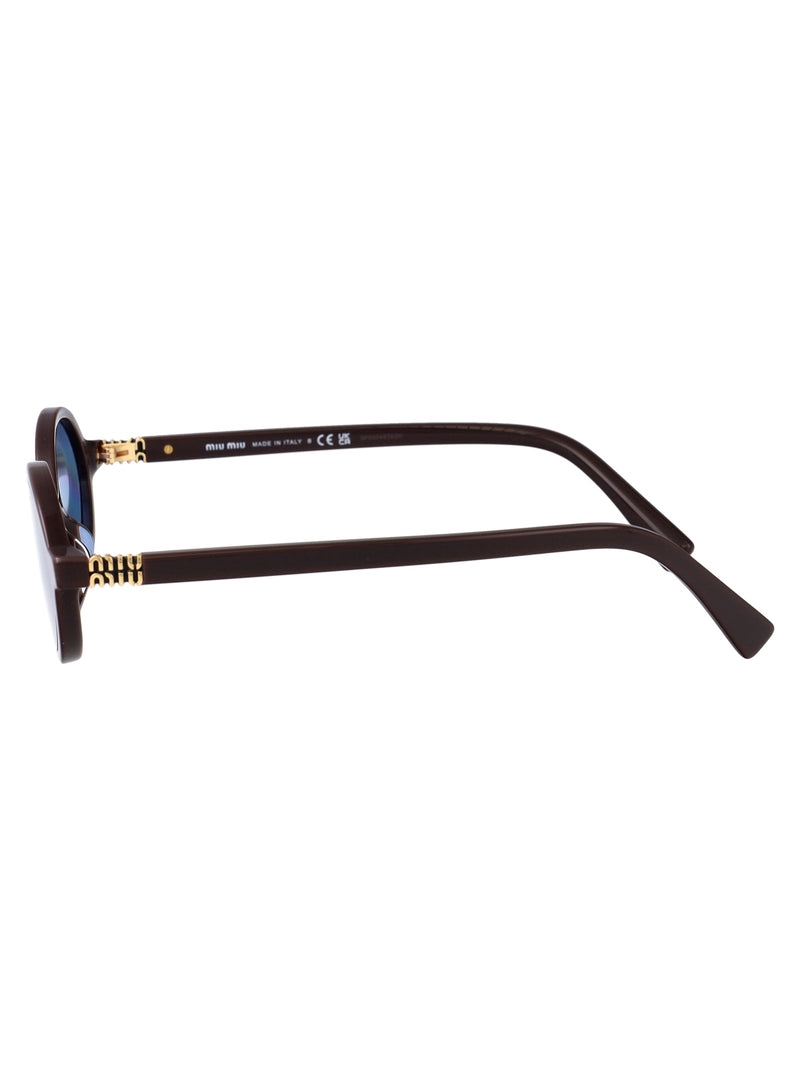 Miu Miu 0mu Oval Acetate Sunglasses — Brown