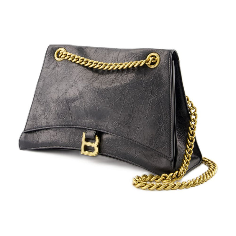 Balenciaga Crush Chain Shoulder Bag — Black Calfskin