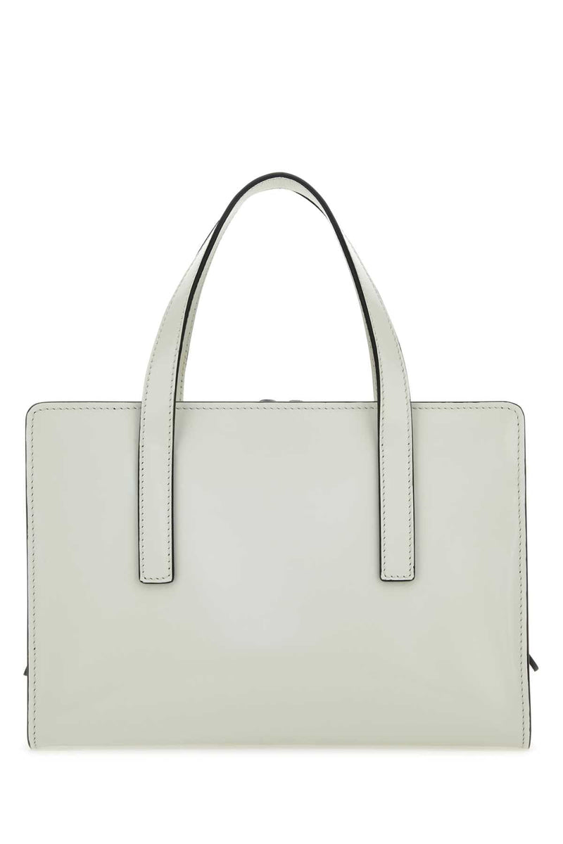Prada Calf Leather Top Handle Bag — White Vitello