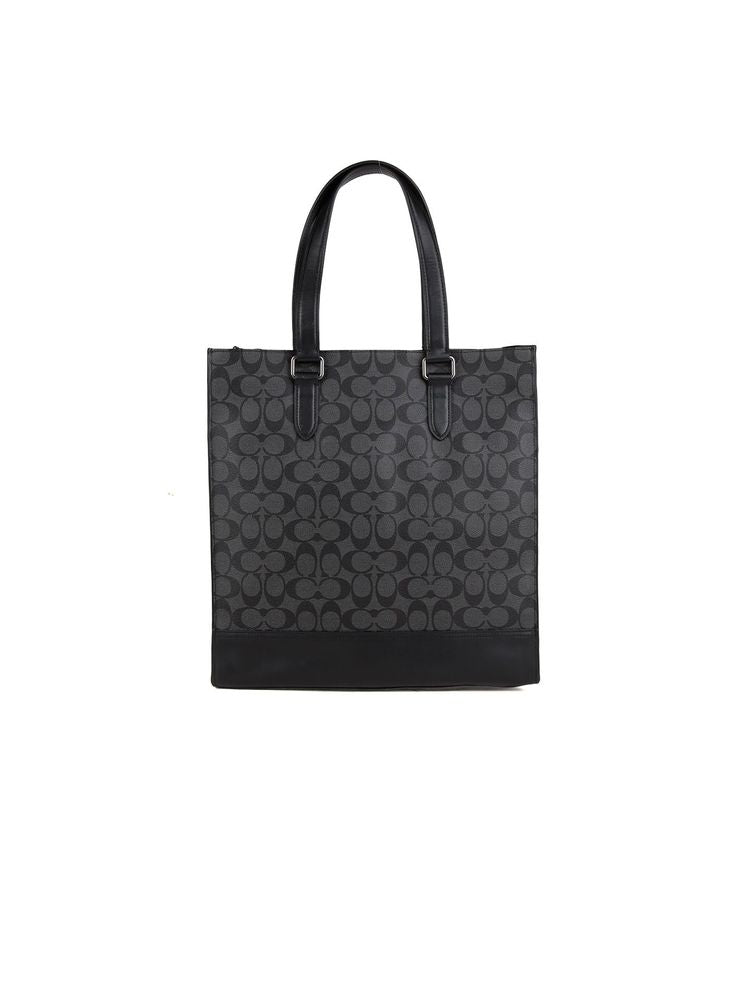 Coach Monogram Calf Leather Tote Bag — Gray