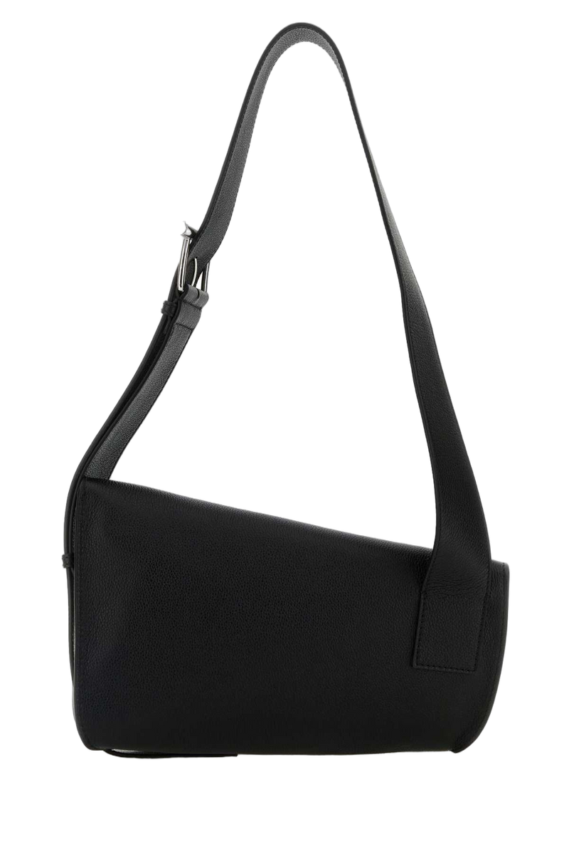 Alexander Mcqueen Curved Calf Leather Shoulder Bag — Black
