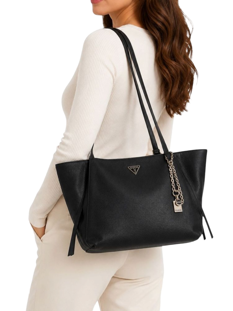 Guess Devon Tote Bag — Black Polyurethane