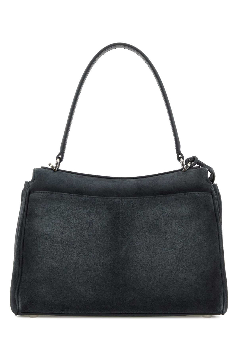 Balenciaga Calf Suede Shoulder Bag — Gray