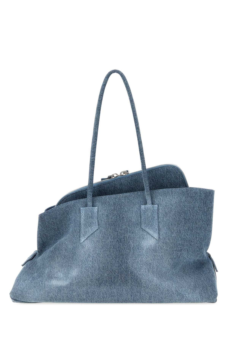 The Attico Denim-Washed Fabric Tote Bag — Blue