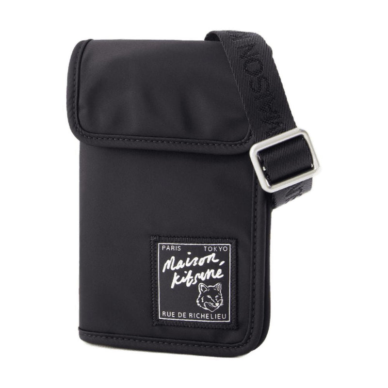 Maison Kitsune Synthetic Neck Pouch — Black Wallet