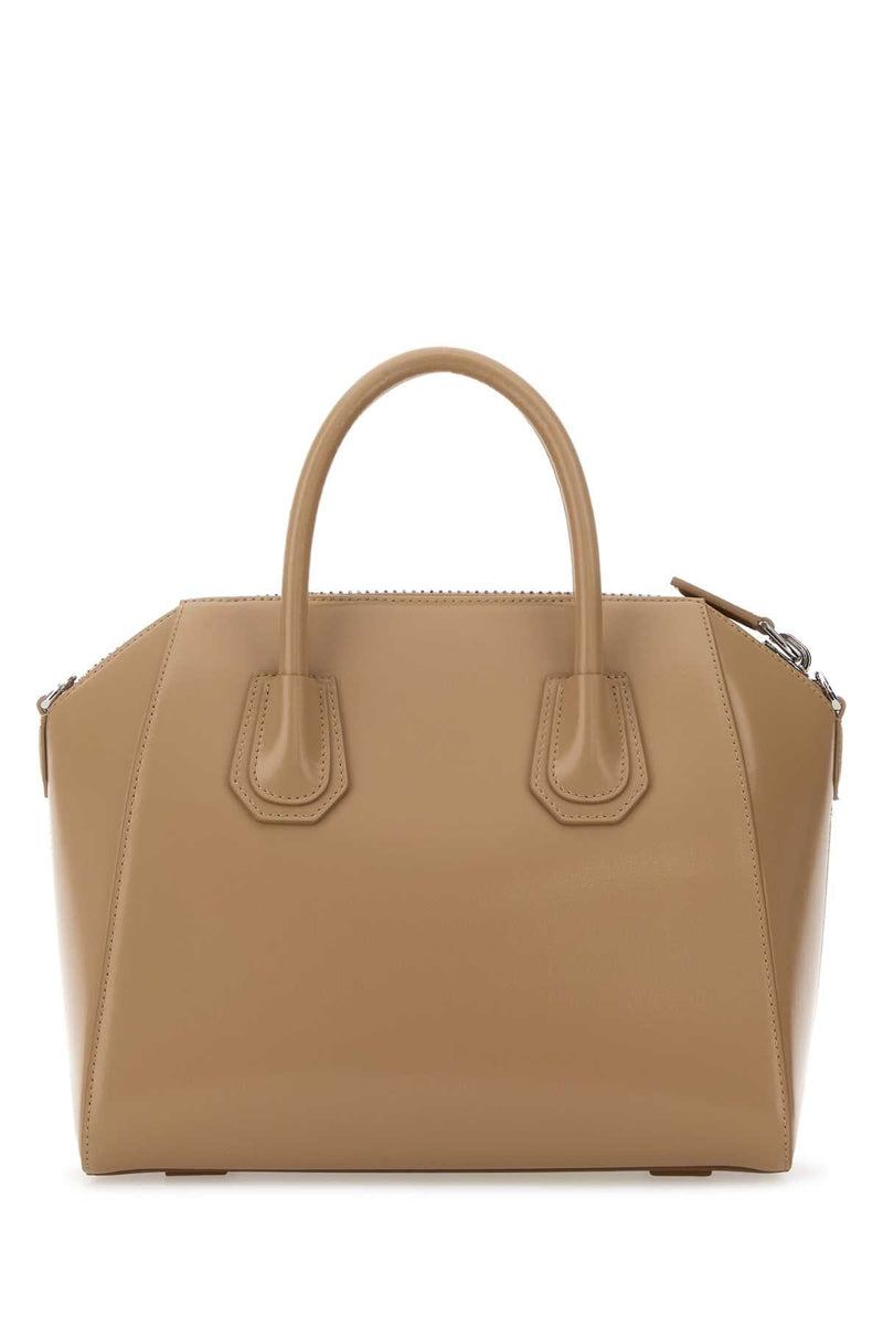 Givenchy Structured Calf Leather Top Handle Bag — Beige