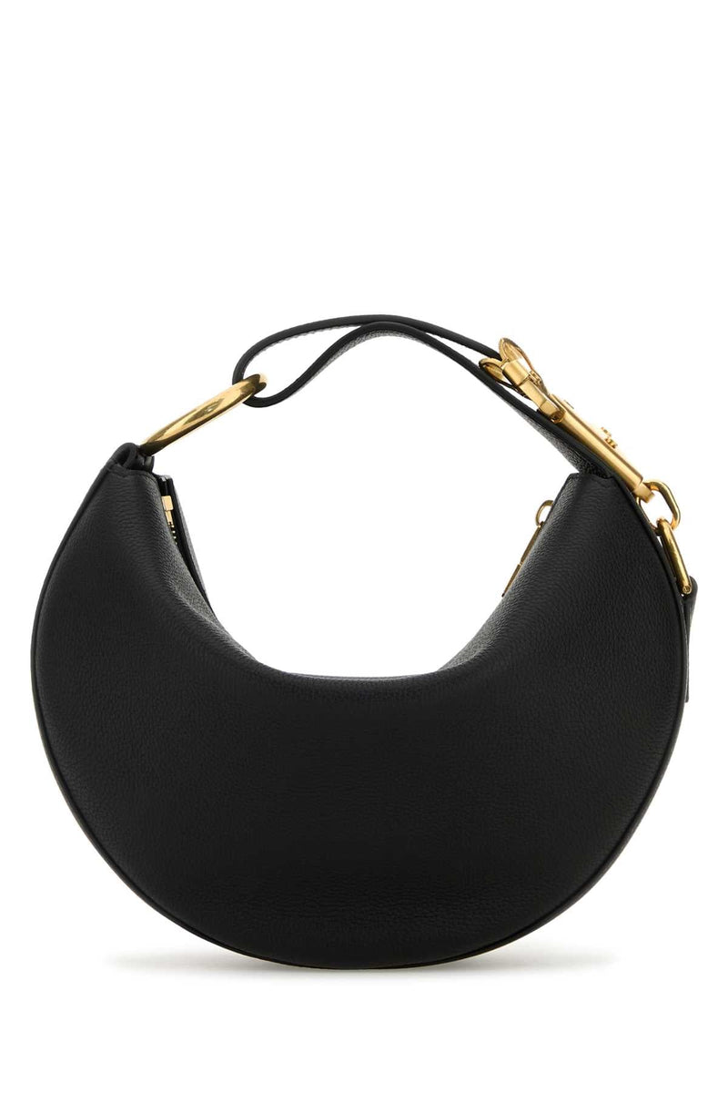 Burberry Crescent Leather Shoulder Bag — Black
