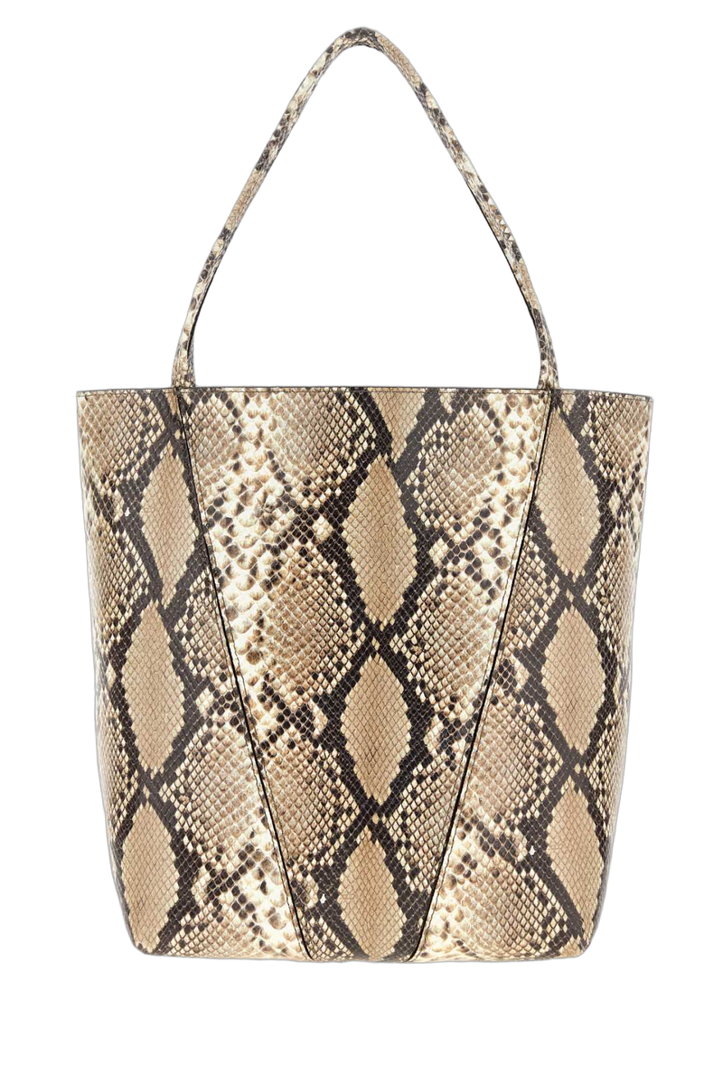 Chloé Python-Pattern Leather Tote Bag — Beige