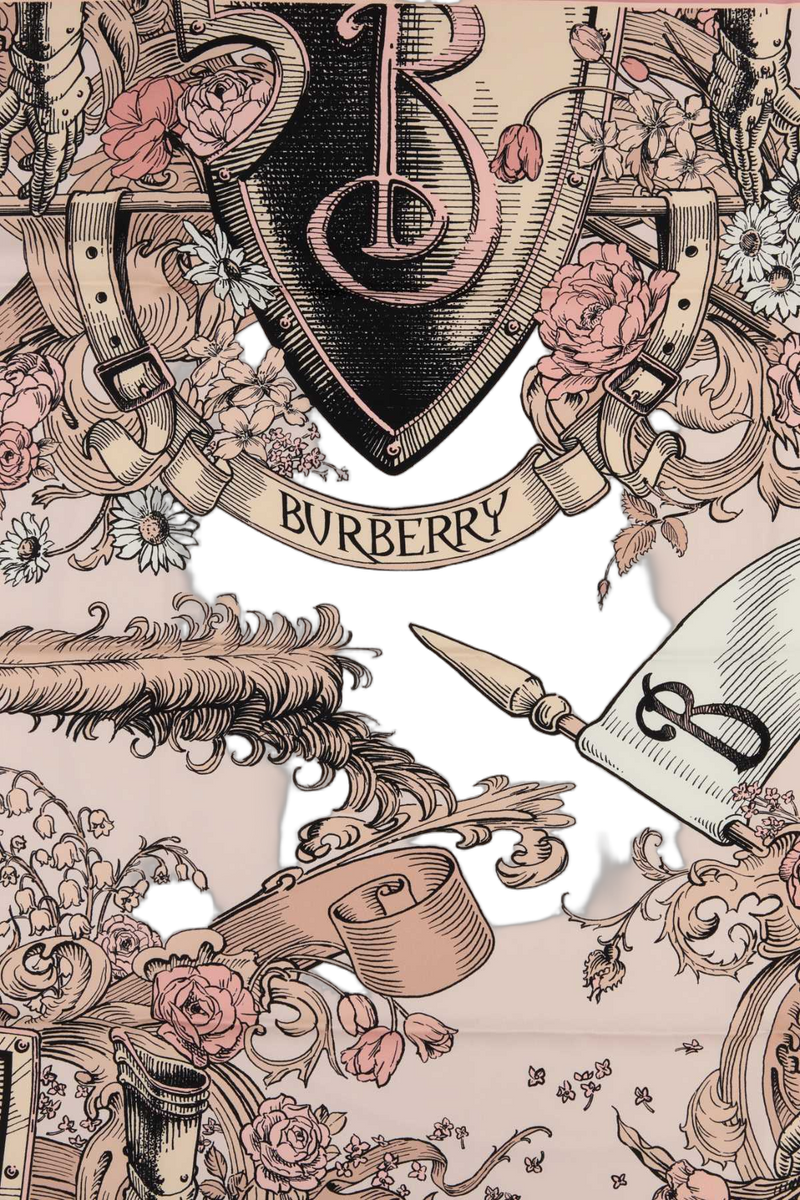 Burberry Silk Illustrated Scarf — Pink Exterior: Scarfs