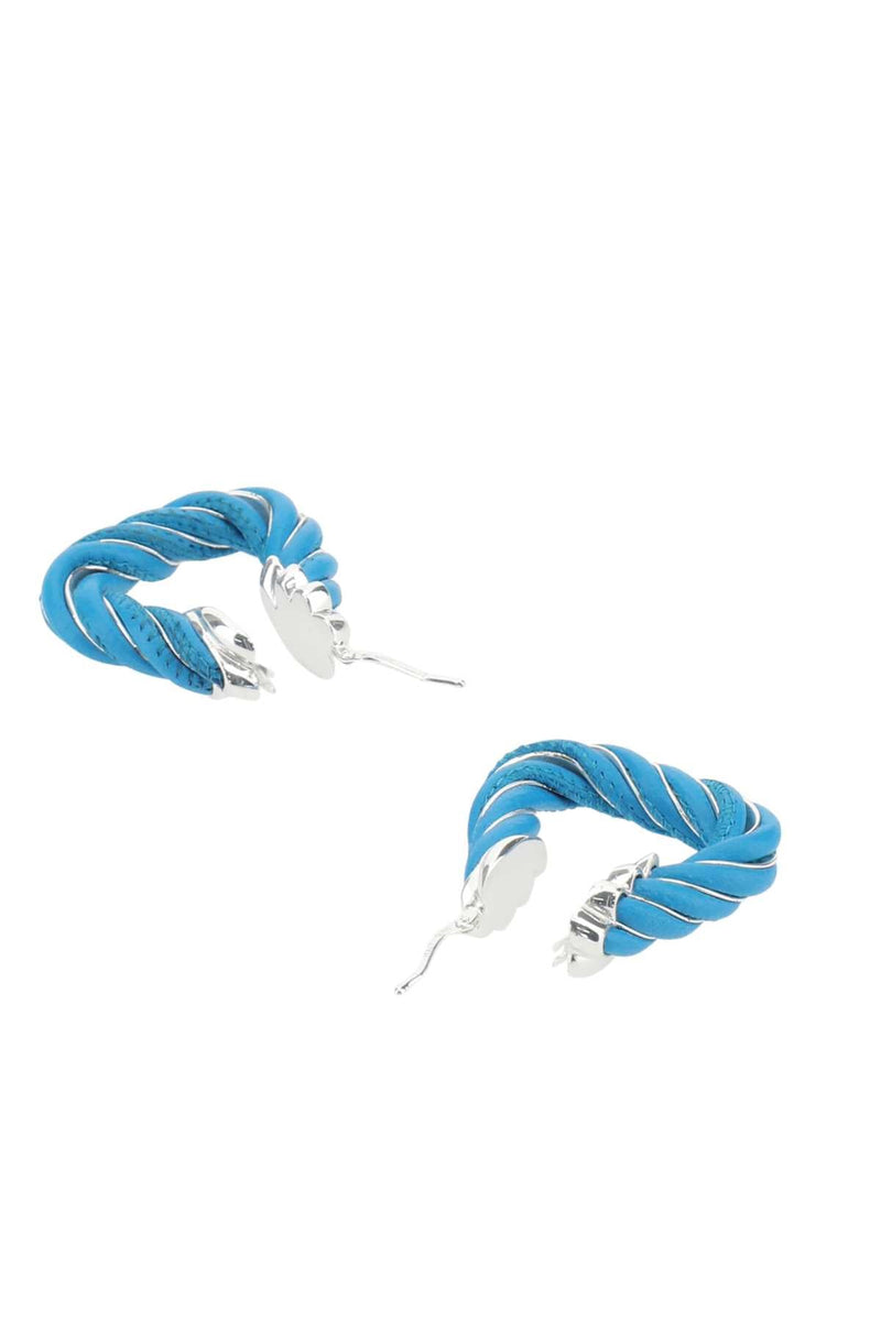 Bottega Veneta Sterling Silver Twisted Earrings — Exterior: Lamb 925