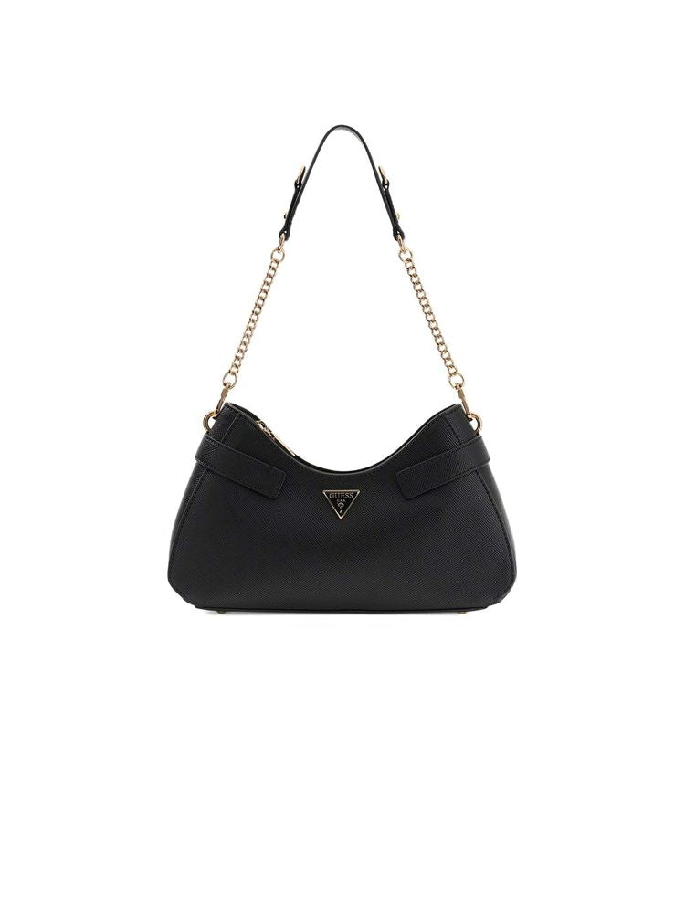 Guess Textured Polyurethane Shoulder Bag — Black