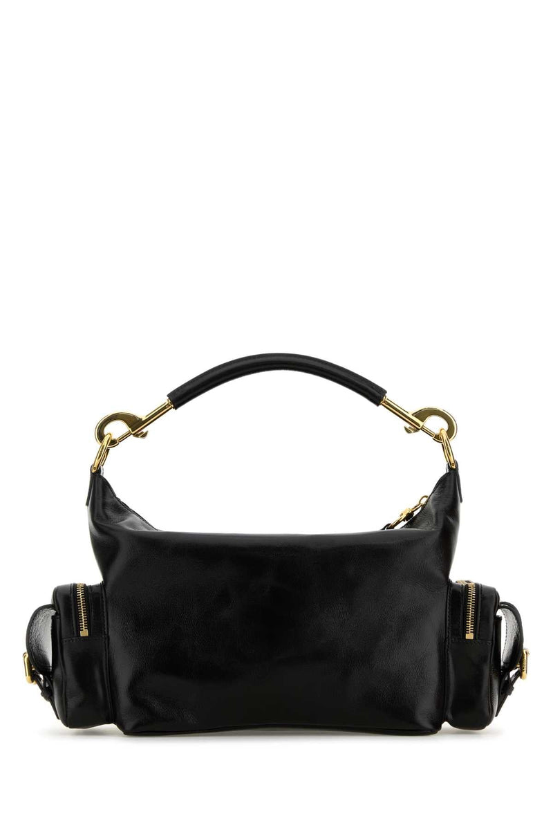 Chloé Structured Leather Shoulder Bag — Black