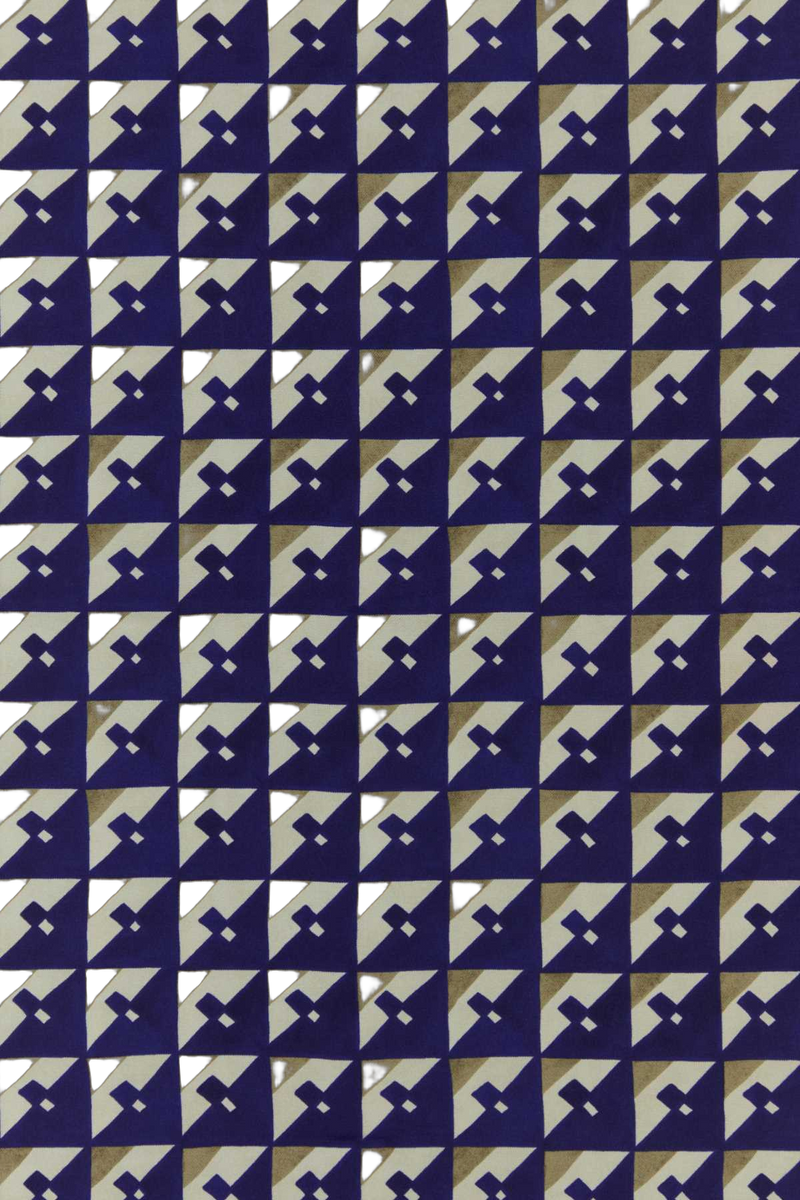 Miu Miu Geometric Silk Scarf — Navy Exterior: Scarfs