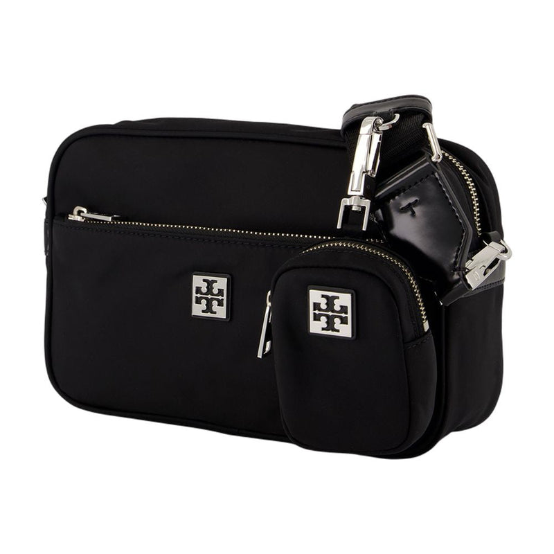 Tory Burch Structured Nylon Shoulder Bag — Black Synthetic