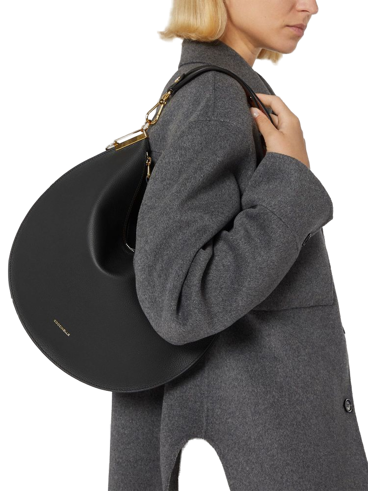 Coccinelle Sunup Shoulder Bag — Black Cowhide