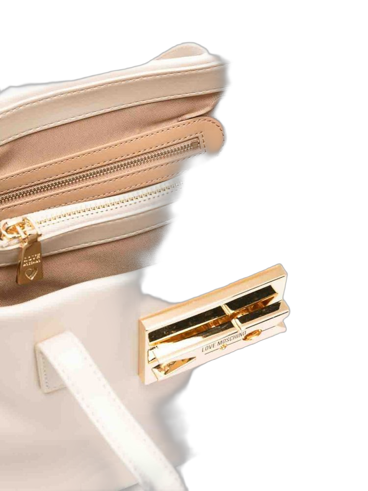 Love Moschino Structured Polyurethane Shoulder Bag — White