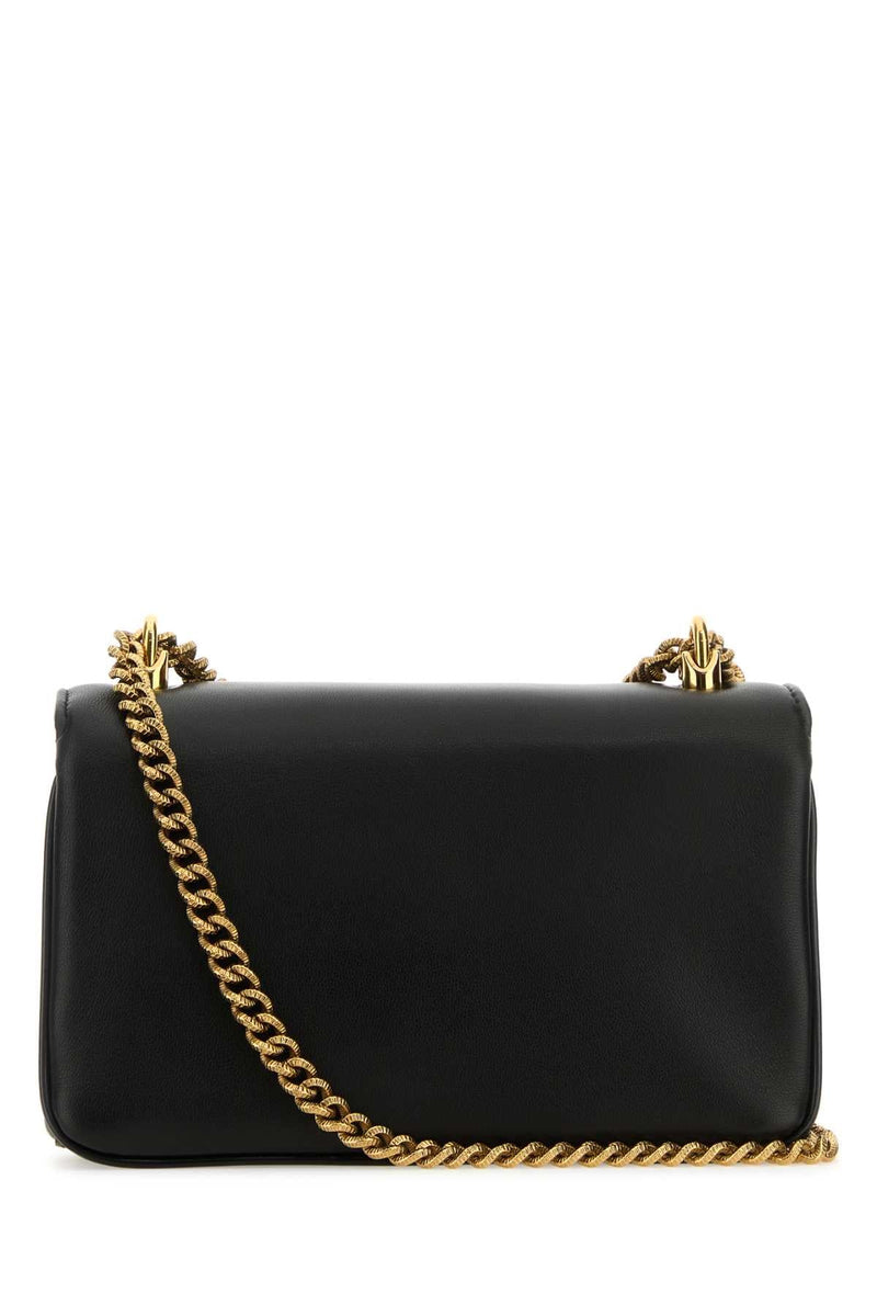 Dolce & Gabbana Pearl-Embellished Heart Shoulder Bag — Black