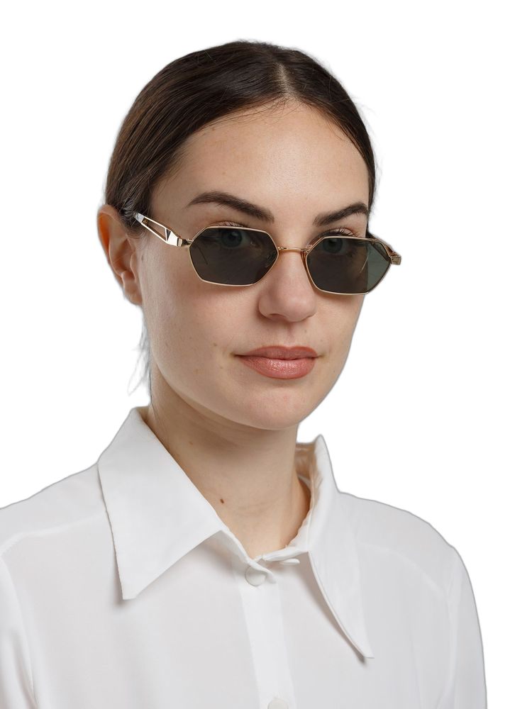 Hickmann Hi3255 Metal Hexagonal Sunglasses — Gold