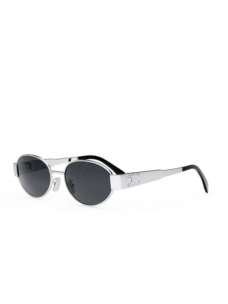 Celine Cl40235u Metal Oval Sunglasses — Silver