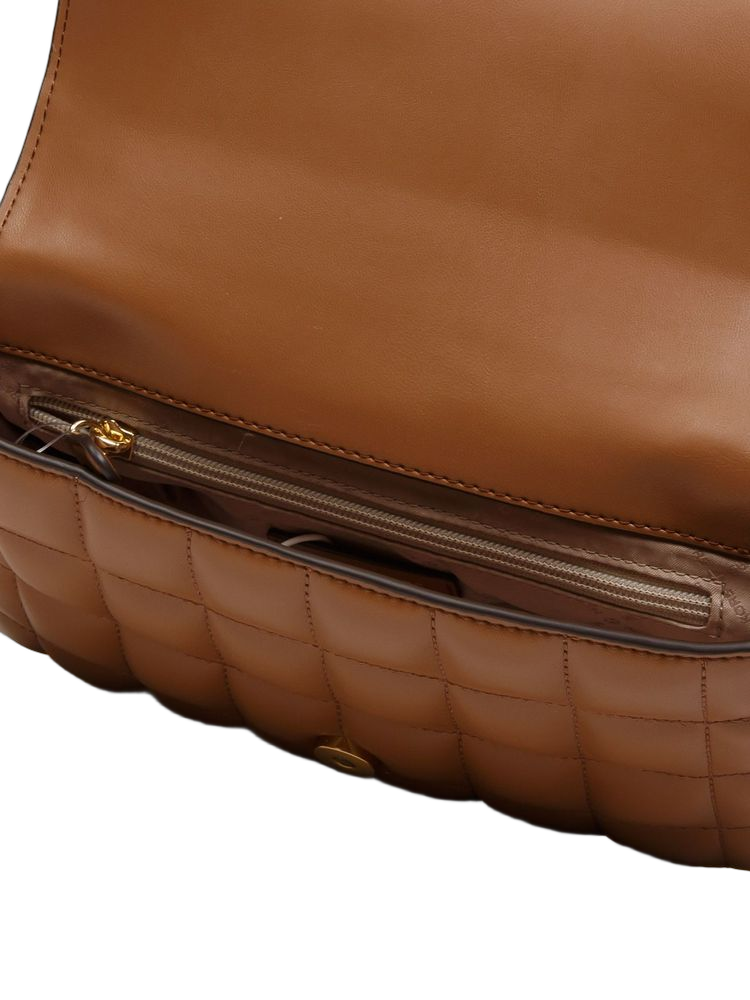 Michael Kors Quilted Pvc Chain-Link Shoulder Bag — Brown Polyvinyl Chloride