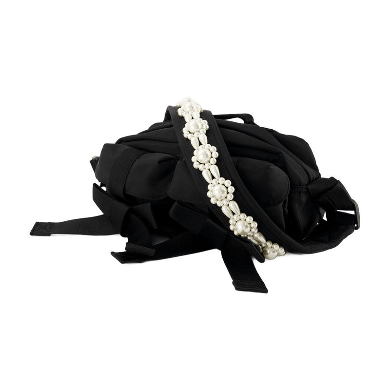Simone Rocha Pearl-Embellished Nylon Crossbody Bag — Black