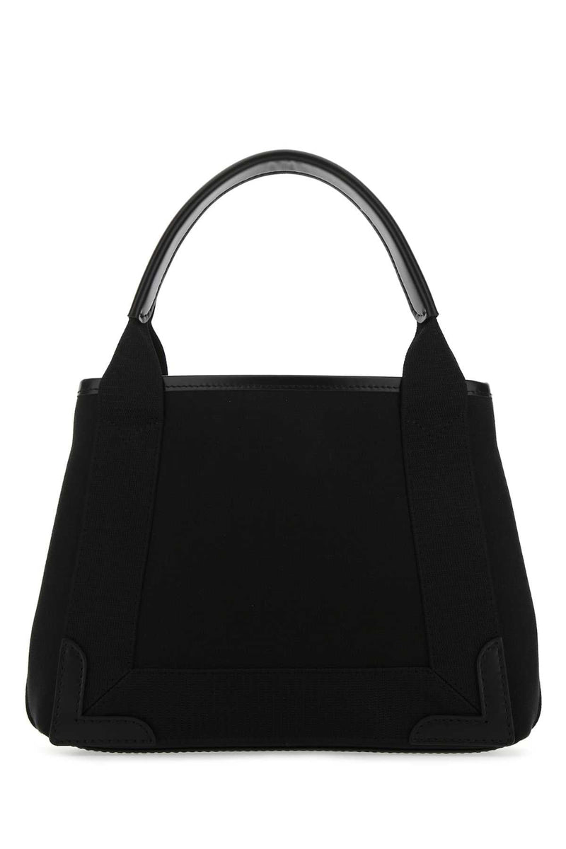 Balenciaga Logo-Embroidered Canvas Top Handle Bag — Black