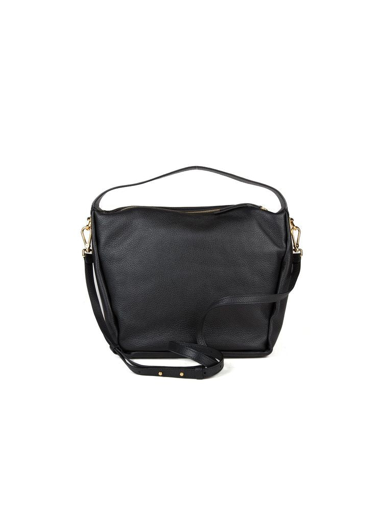 Coccinelle Grained Leather Shoulder Bag — Black Cow