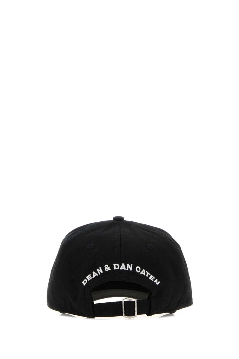 Dsquared2 Bcm096405c00001 Logo-Embroidered Cotton Baseball Cap — Black Exterior: Caps