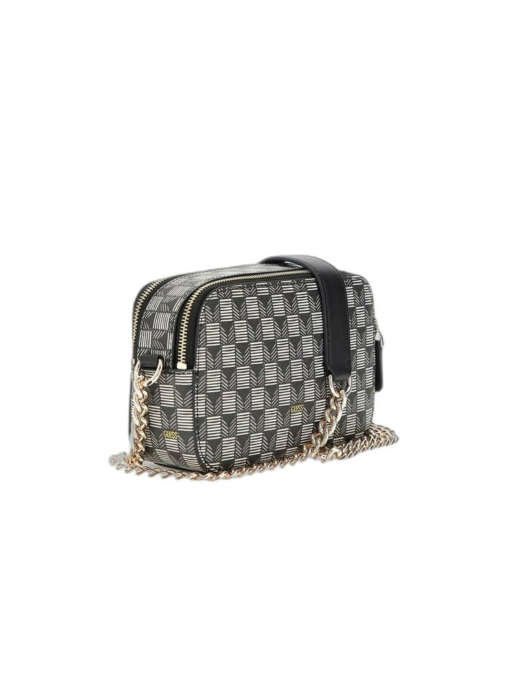 Guess Quilted Polyurethane Chevron Crossbody Bag — Black