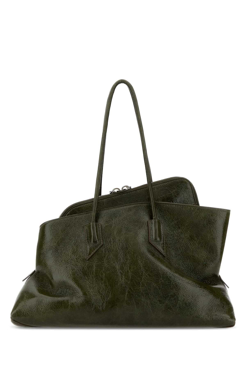 The Attico Crumpled Leather Shoulder Bag — Brown