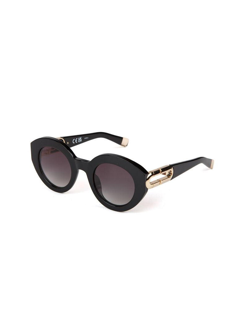 Furla Sfu987 Round-Frame Acetate Sunglasses — Black