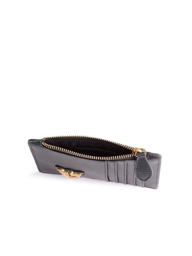 Pinko Airone Card Case — Black Calfskin Leather Cases