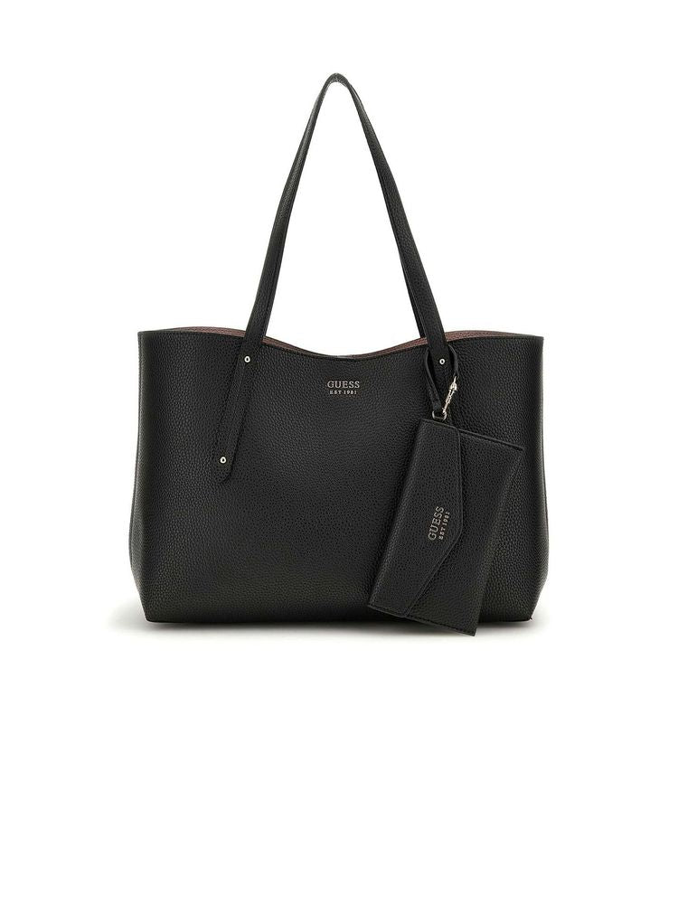 Guess Pebbled Polyurethane Tote Bag — Black
