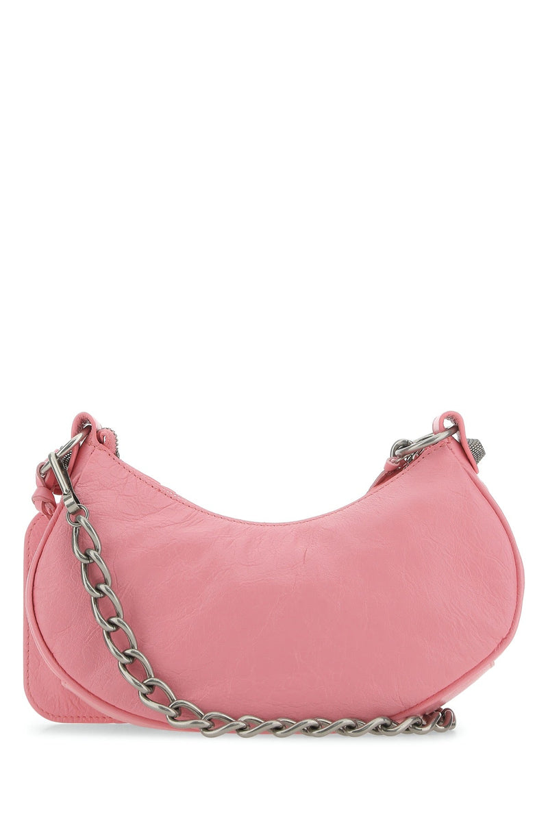 Balenciaga Studded Leather Shoulder Bag — Pink