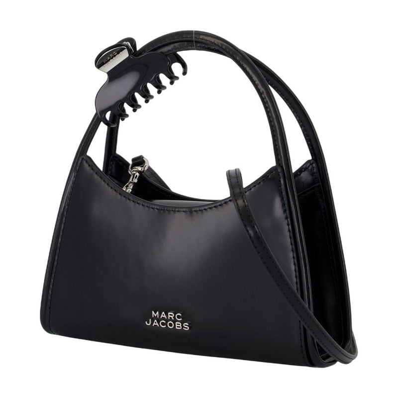 Marc Jacobs Claw-Clip Handle Leather Crossbody Bag — Black Cowhide