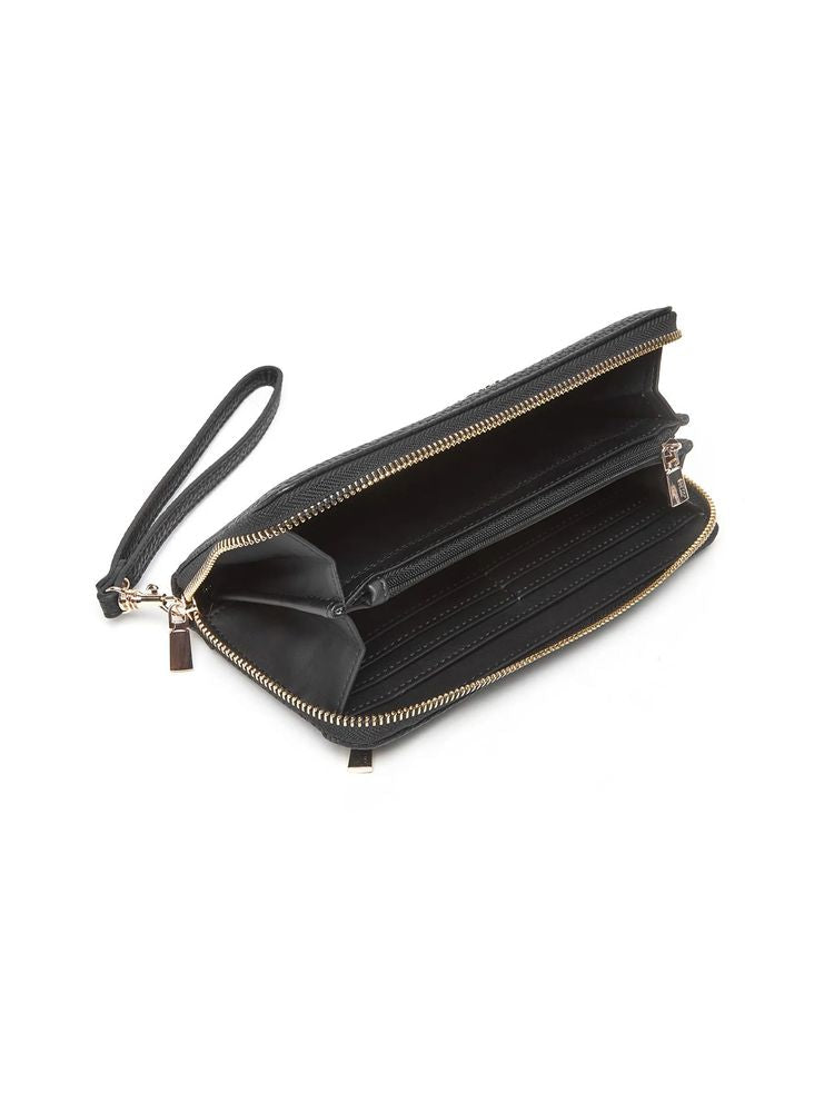 Guess Zip Around Wallet — Black Polyurethane