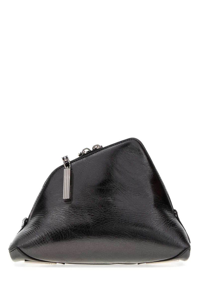The Attico Textured Calf Leather Clutch — Gray