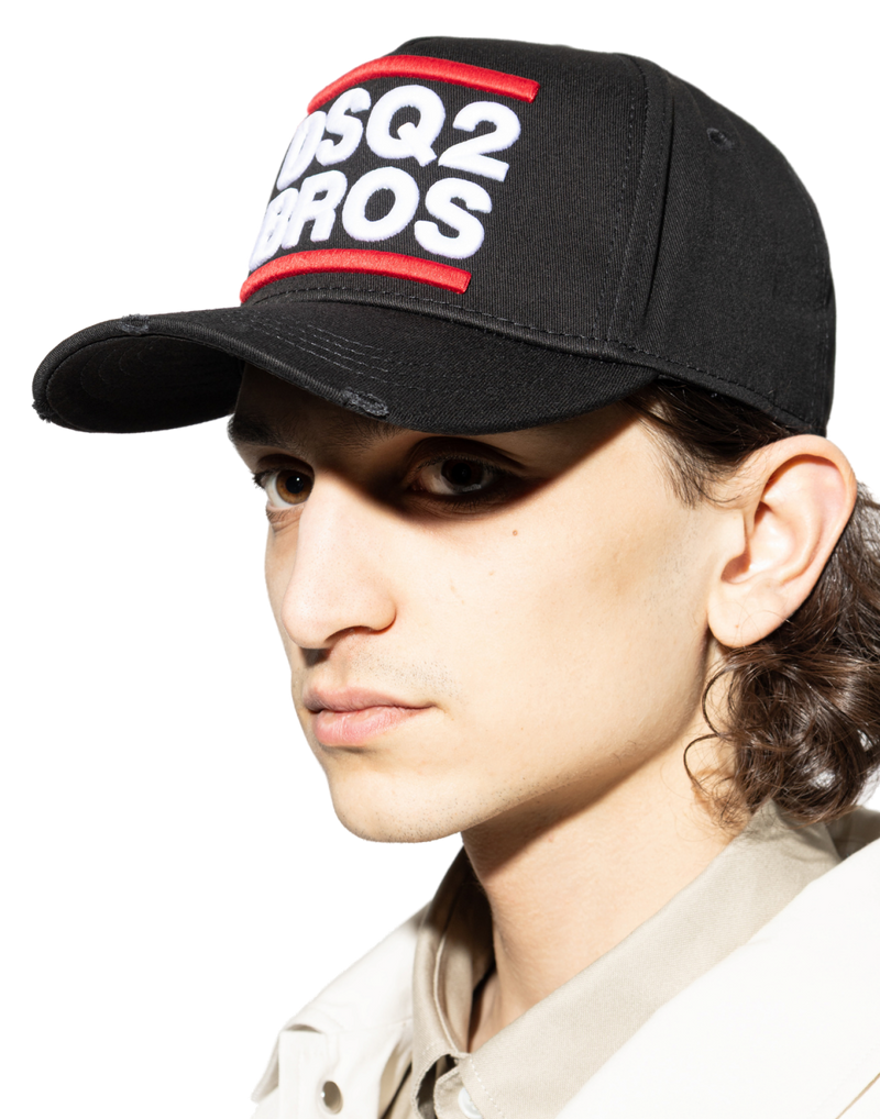 Dsquared2 Bcm098905c000012124 Logo-Embroidered Baseball Cap — Black Cotton Caps