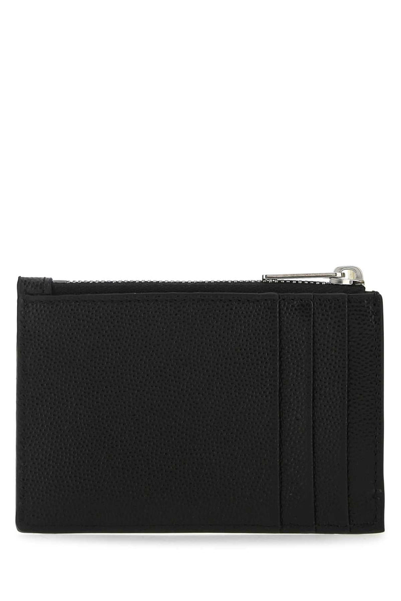 Palm Angels Logo-Embroidered Leather Card Case — Black Wallet