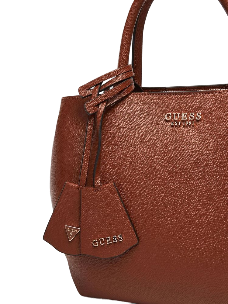 Guess Textured Polyurethane Shoulder Bag — Brown