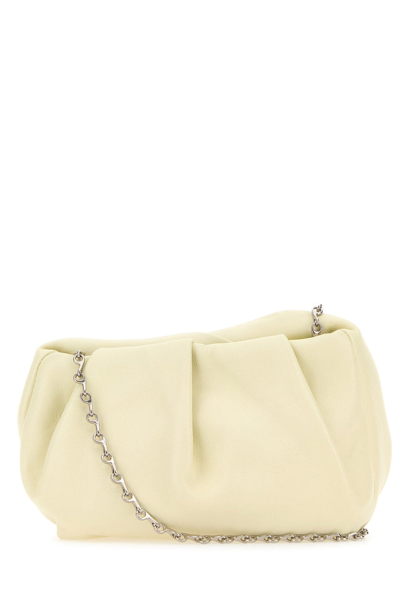 Burberry Ruched Leather Clutch — Beige