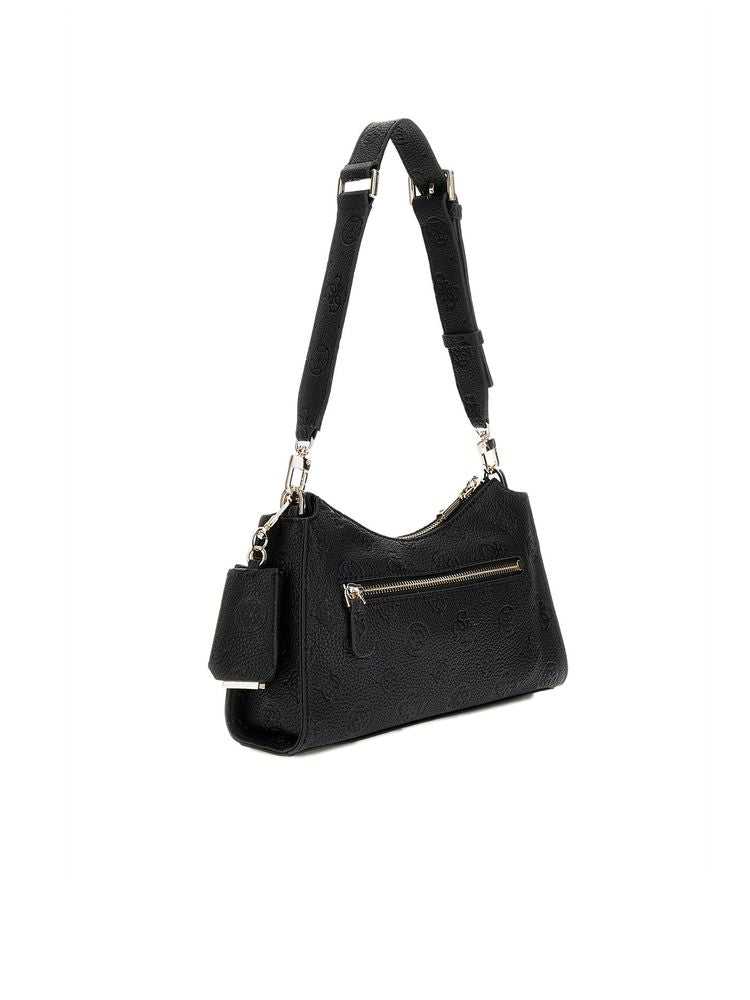 Guess Quilted Polyurethane Shoulder Bag — Black