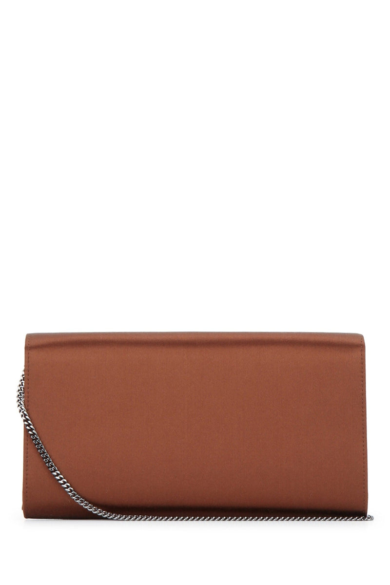 Roger Vivier Crystal-Embellished Clutch — Brown Leather