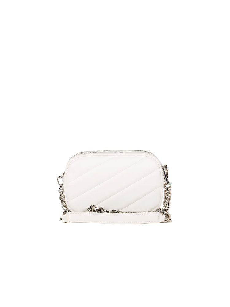 Just Cavalli Logo-Embroidered Crossbody Bag — White Polyester