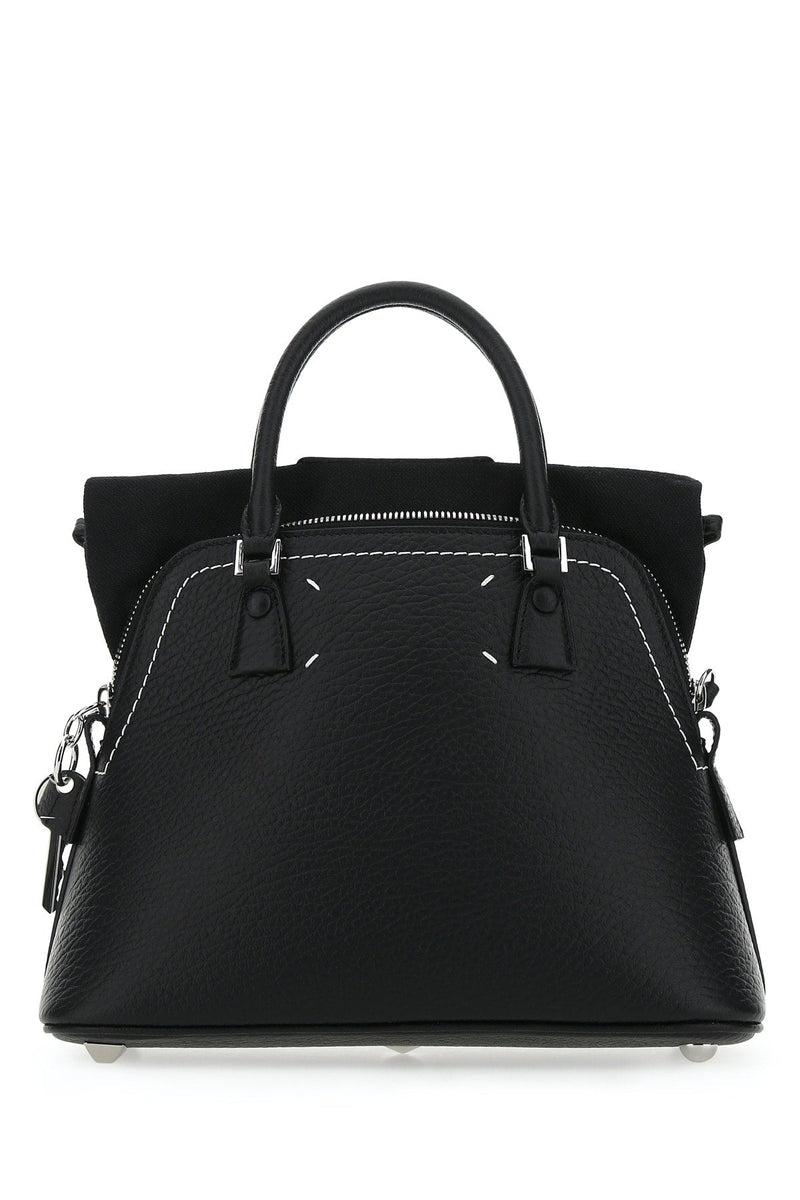 Maison Margiela Grained Leather Top Handle Bag — Black