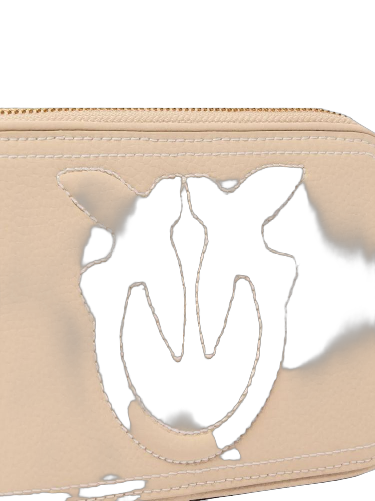 Pinko Carrie Camera Crossbody Bag — Beige Sheep Leather