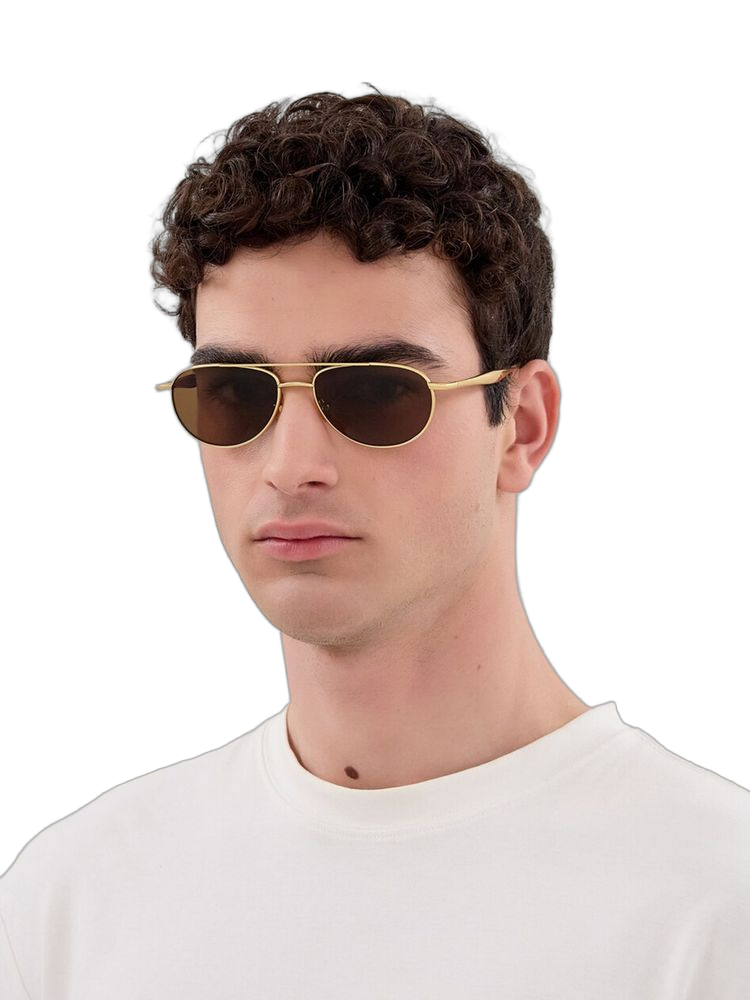 Bottega Veneta Bv1419s Metal Aviator Sunglasses — Gold