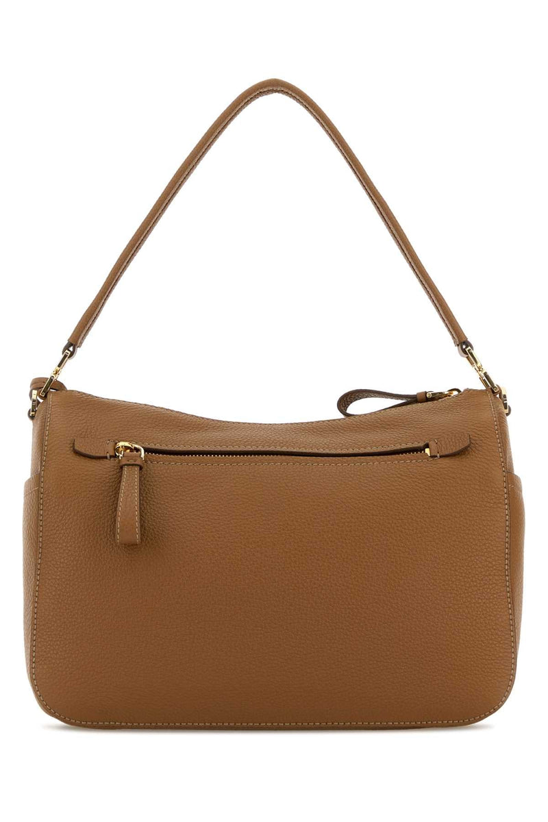Prada Deer Leather Shoulder Bag — Brown
