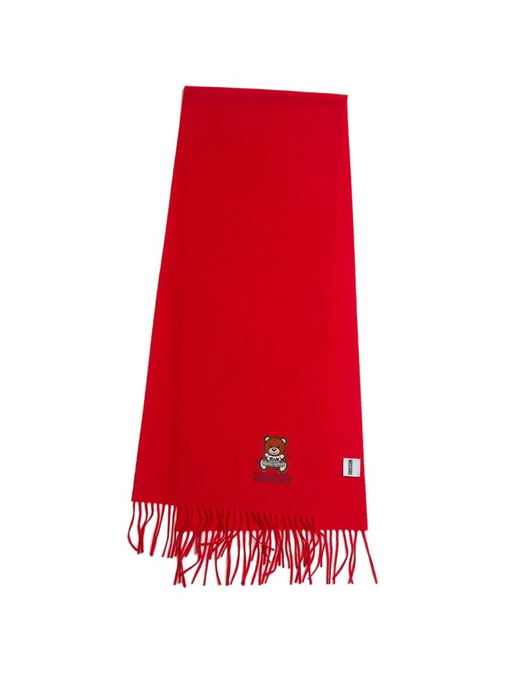 Moschino Lambswool Scarf — Red Scarfs