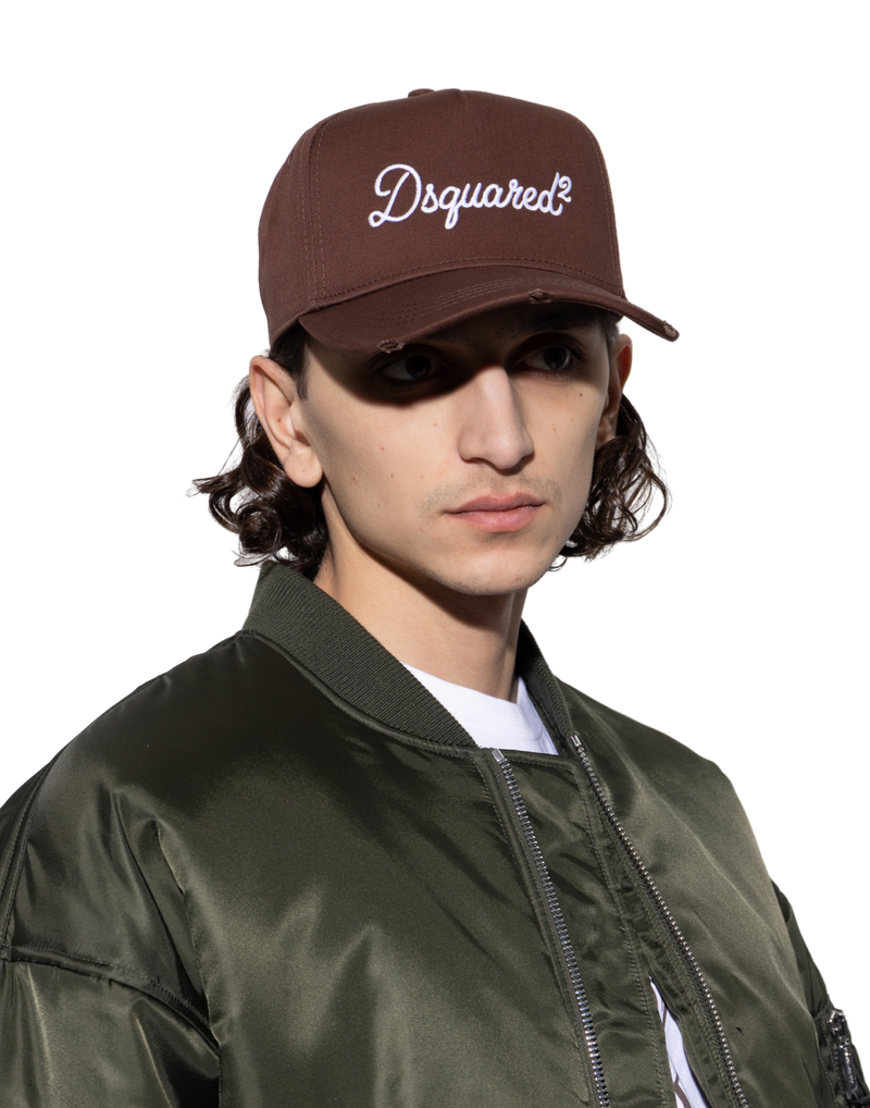 Dsquared2 Bcm097605c000015080 Embroidered Logo Baseball Cap — Brown Cotton Caps